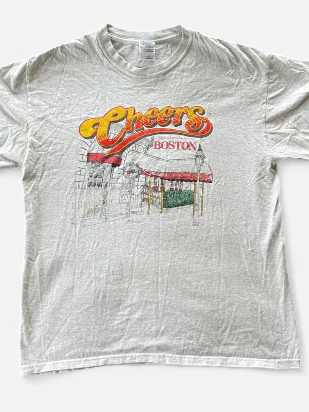 Vintage Cheers T-shirt in Heather Gray - Boston - size large